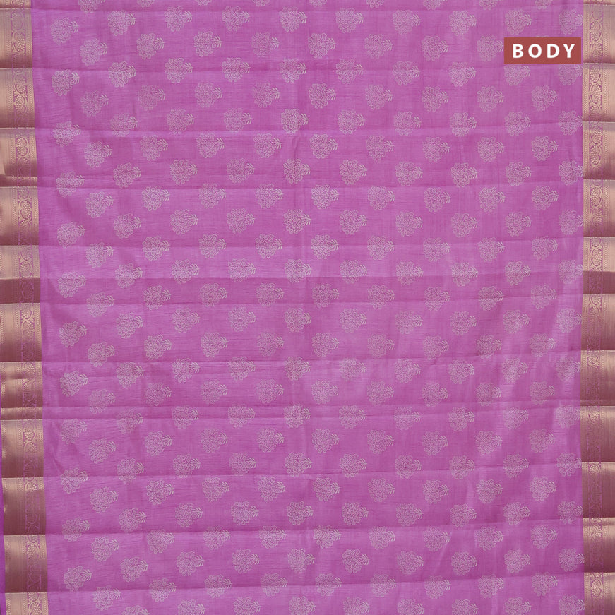 Semi raw silk saree lavender with butta prints and zari woven border