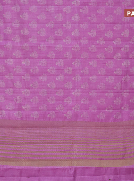 Semi raw silk saree lavender with butta prints and zari woven border