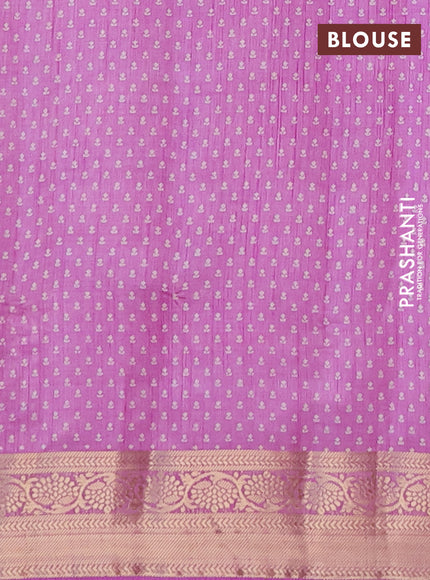 Semi raw silk saree lavender with butta prints and zari woven border