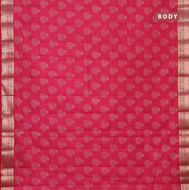 Semi raw silk saree pink with butta prints and zari woven border