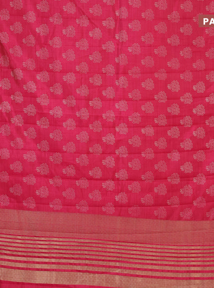 Semi raw silk saree pink with butta prints and zari woven border