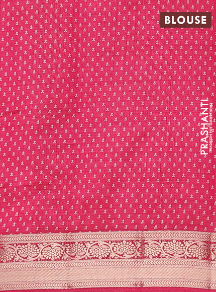 Semi raw silk saree pink with butta prints and zari woven border