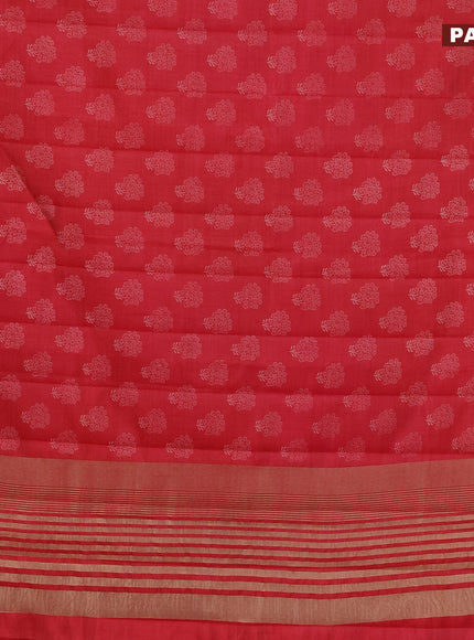 Semi raw silk saree red with butta prints and zari woven border