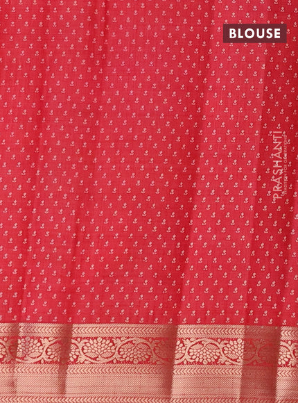 Semi raw silk saree red with butta prints and zari woven border