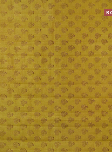 Semi raw silk saree yellow with butta prints and zari woven border