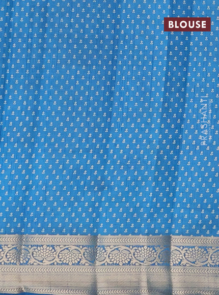 Semi raw silk saree cs blue with butta prints and zari woven border