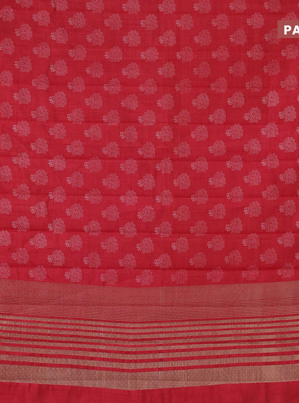 Semi raw silk saree red with butta prints and zari woven border