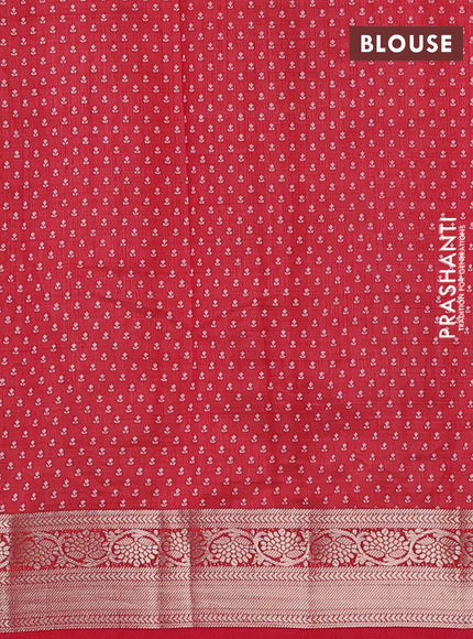 Semi raw silk saree red with butta prints and zari woven border