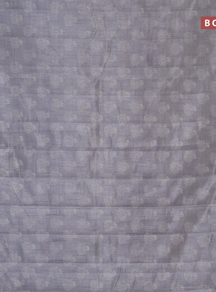 Semi raw silk saree grey with butta prints and zari woven border