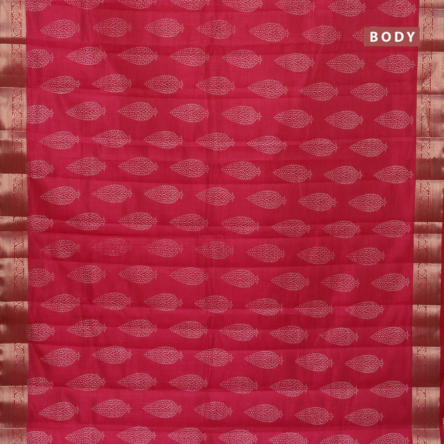 Semi raw silk saree pink with butta prints and zari woven border