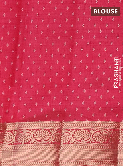 Semi raw silk saree pink with butta prints and zari woven border