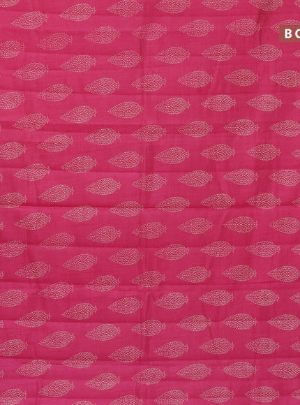 Semi raw silk saree pink with butta prints and zari woven border