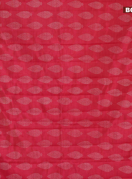 Semi raw silk saree reddish pink with butta prints and zari woven border