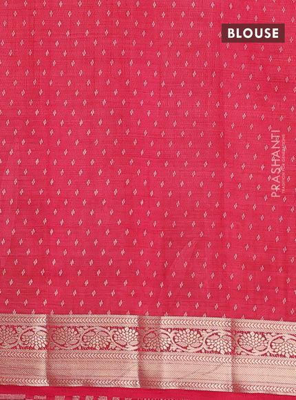 Semi raw silk saree reddish pink with butta prints and zari woven border