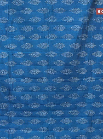 Semi raw silk saree blue with butta prints and zari woven border