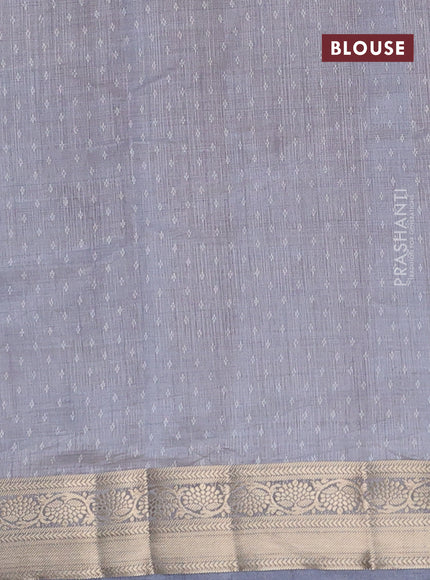 Semi raw silk saree grey with butta prints and zari woven border