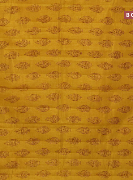 Semi raw silk saree mustard yellow with butta prints and zari woven border