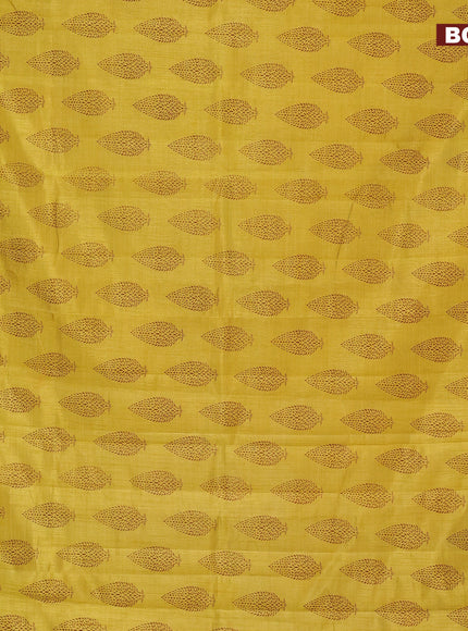 Semi raw silk saree yellow with butta prints and zari woven border