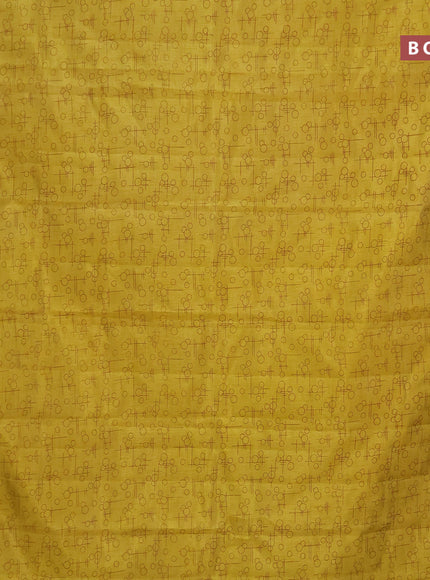 Semi raw silk saree mustard yellow with allover geometric prints and zari woven border