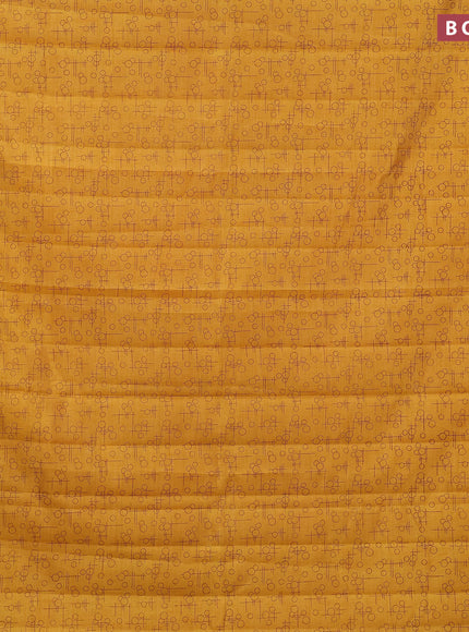 Semi raw silk saree mustard yellow with allover geometric prints and zari woven border