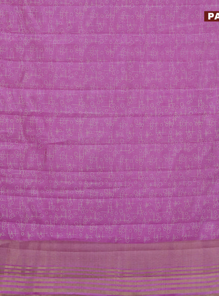 Semi raw silk saree purple with allover geometric prints and zari woven border