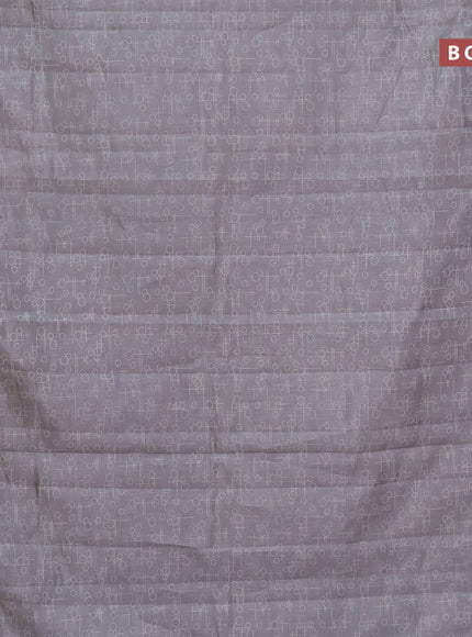 Semi raw silk saree grey with allover geometric prints and zari woven border