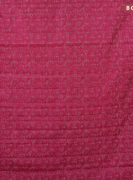 Semi raw silk saree pink with allover geometric prints and zari woven border