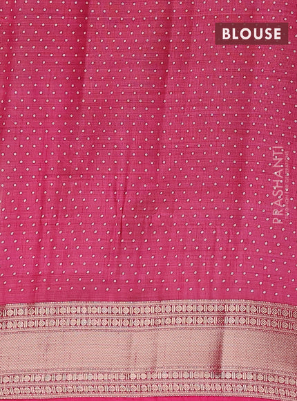 Semi raw silk saree pink with allover geometric prints and zari woven border