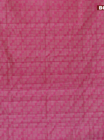 Semi raw silk saree pink with allover geometric prints and zari woven border