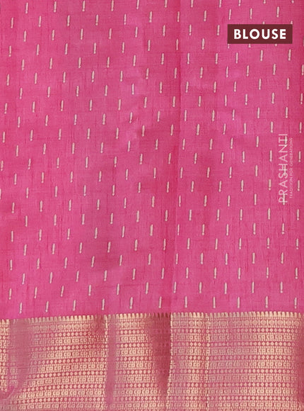 Semi raw silk saree pink with allover geometric prints and zari woven border