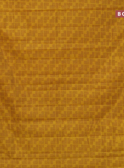 Semi raw silk saree mustard yellow with allover geometric prints and zari woven border