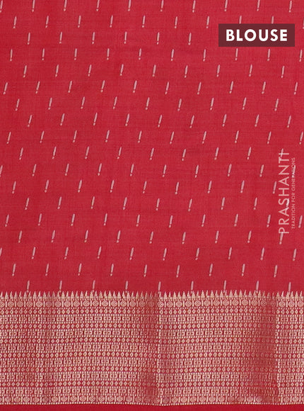 Semi raw silk saree red with allover geometric prints and zari woven border