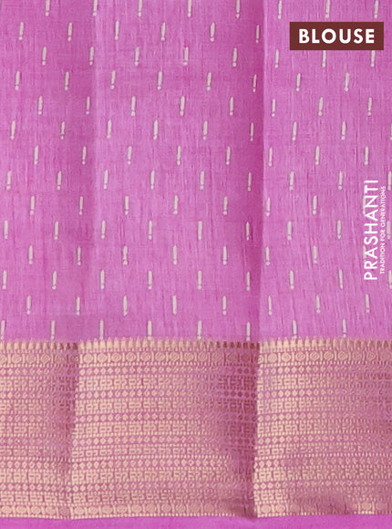 Semi raw silk saree lavender shade with allover geometric prints and zari woven border