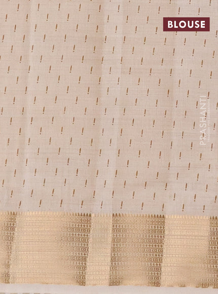 Semi raw silk saree cream with allover geometric prints and zari woven border