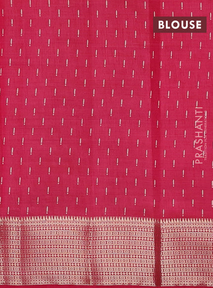 Semi raw silk saree pink with allover geometric prints and zari woven border