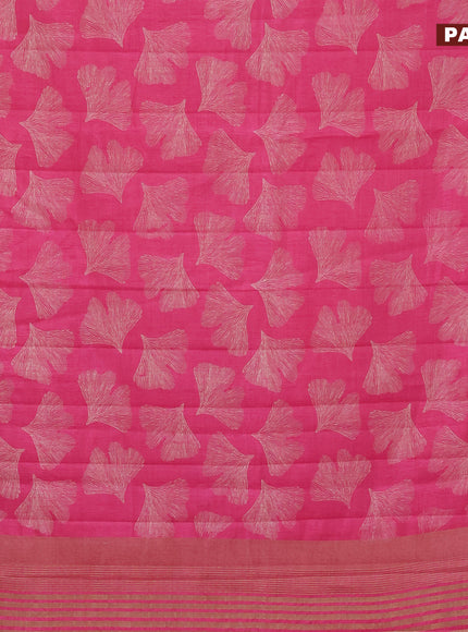 Semi raw silk saree pink with butta prints and zari woven border