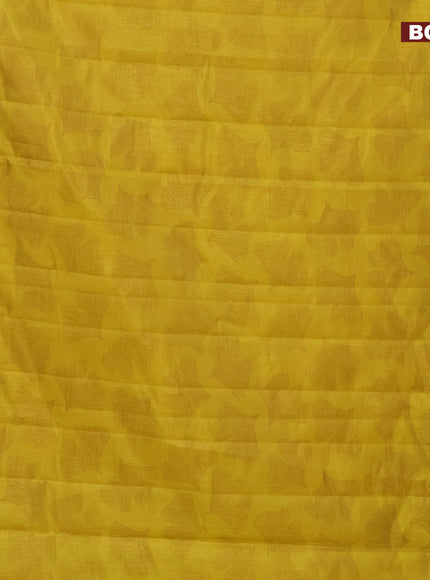 Semi raw silk saree yellow with butta prints and zari woven border