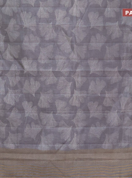 Semi raw silk saree grey with butta prints and zari woven border