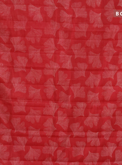 Semi raw silk saree red with butta prints and zari woven border