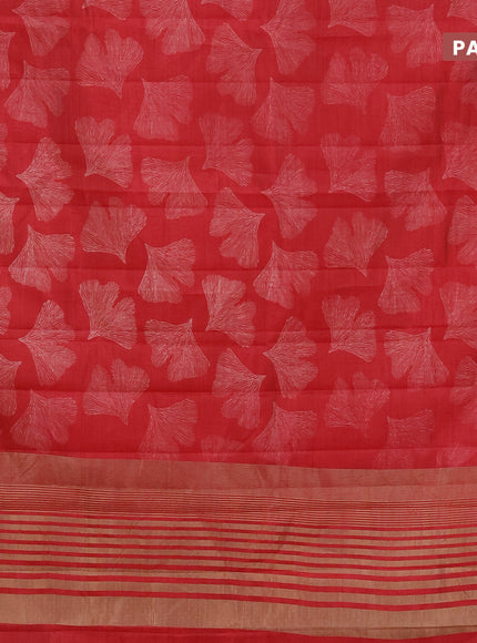 Semi raw silk saree red with butta prints and zari woven border