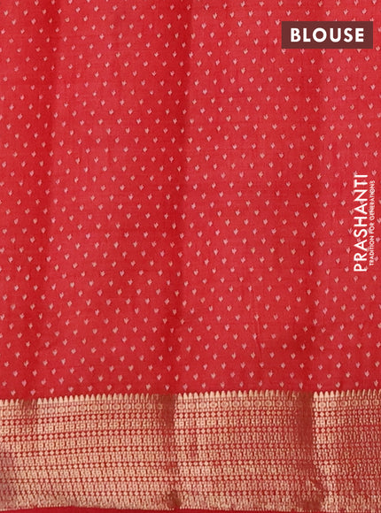 Semi raw silk saree red with butta prints and zari woven border