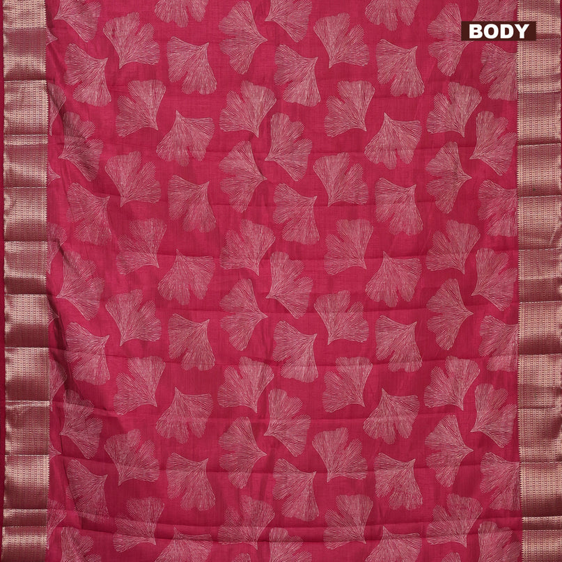 Semi raw silk saree pink with butta prints and zari woven border