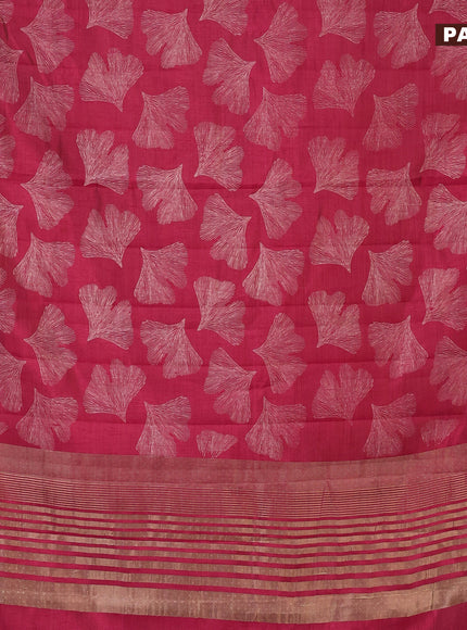 Semi raw silk saree pink with butta prints and zari woven border