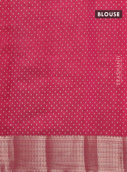 Semi raw silk saree pink with butta prints and zari woven border