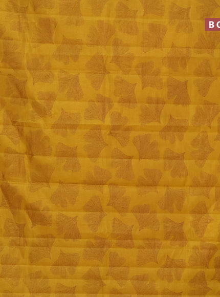 Semi raw silk saree mustard yellow with butta prints and zari woven border