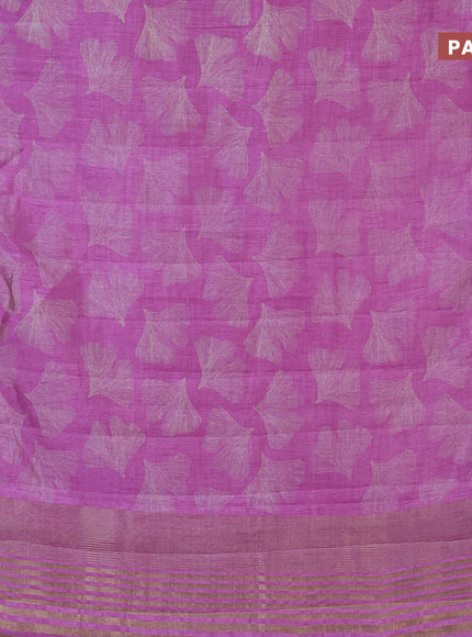 Semi raw silk saree lavender shade with butta prints and zari woven border