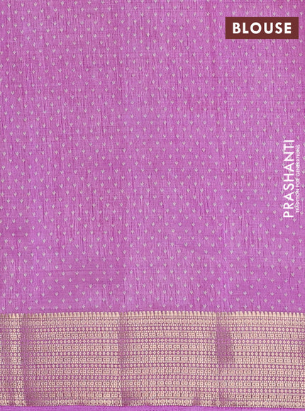 Semi raw silk saree lavender shade with butta prints and zari woven border