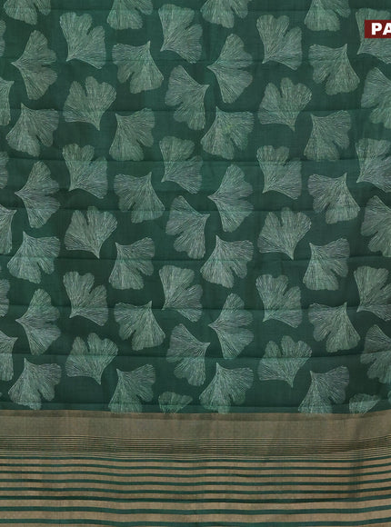 Semi raw silk saree green with butta prints and zari woven border