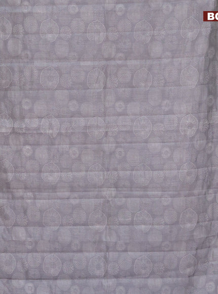 Semi raw silk saree grey with allover prints and zari woven border