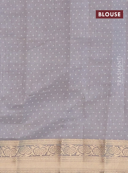 Semi raw silk saree grey with allover prints and zari woven border